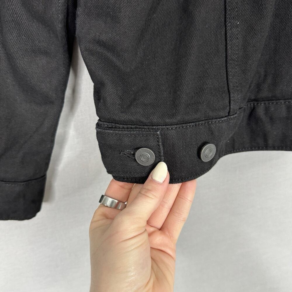 ASOS Womens Jean Jacket 2XL Black Faux Fur Sherpa Lined Denim Trucker Barn Coat - Picture 12 of 16